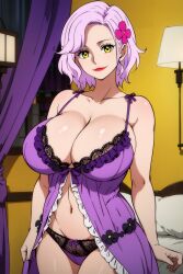 ai_generated artist_request big_breasts female female_only lingerie one_piece pink_hair sarahebi underwear