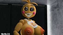 3d 3d_(artwork) big_breasts fnaf love_eyes lovetaste_chica nipple_piercing toy_chica_(fnaf)