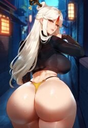 1girls ai_generated dat_ass female female_only g-string genshin_impact highleg huge_ass huge_thighs leading looking_back miyuai ningguang_(genshin_impact) pawg presenting presenting_ass presenting_hindquarters solo_focus thiccwithaq_(ai_style) thick_ass thick_butt thick_thighs thong tight_clothes tight_clothing tights voluptuous