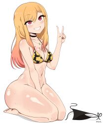 1girls bikini blonde_hair breasts feet female female_only gyaru human jeffcb_ kitagawa_marin rubber solo sono_bisque_doll_wa_koi_wo_suru thighs