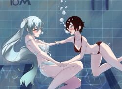 2girls breasts female female_only girls girls_only marima naked nude nudity only_female rooster_teeth ruby_rose rwby underwater weiss_schnee