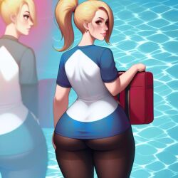 blonde_hair dat_ass from_behind laserdream parahumans ponytail tights wide_hips