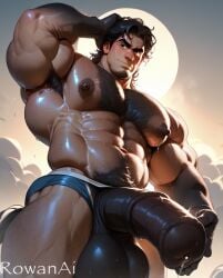 ai_generated anthro bara cum_drip dark-skinned_male gay horse horsecock human_with_animal_genitalia human_with_horsecock inviting male male_focus male_only manly masculine penis rowanai thick_thighs thighs_focus yaoi