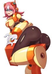 big_ass big_breasts blue_eyes blush kotatuman_dash mega_man mega_man_x mega_man_x_dive nana_(mega_man) pink_hair