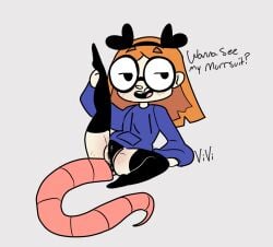 animal_ear_hairband freckles humor illymation itsvivi legs_apart orange_hair panties_aside sitting_on_floor socks solo tail_plug thighhighs youtube youtuber