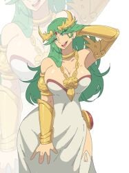 bimbo breasts female female_only green_eyes green_hair kid_icarus leedraw11 nintendo palutena solo