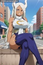 ai_generated aindroidparanoid big_ass big_breasts big_butt boku_no_hero_academia breasts bunny bunny_ear bunny_ears bunny_girl bunny_tail busty butt cameltoe city crossed_legs curvy dark_skin fat_ass huge_breasts huge_butt large_ass large_breasts large_butt long_hair mirko miruko muscular_female my_hero_academia outdoors pussy red_eyes rumi_usagiyama sitting stable_diffusion streets superheroine thick_ass thick_legs thick_thighs voluptuous white_hair