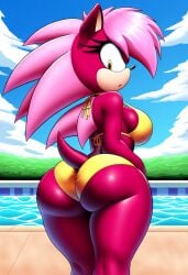 ai_generated ass booty breasts female hips magenta_fur pink_hair seductive_look solo sonia_the_hedgehog sonic_(series) sonic_the_hedgehog_(series) sonic_underground thick_thighs thighs