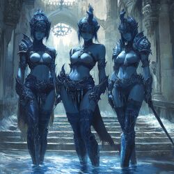 ai_generated big_breasts blue_body blue_skin breasts breasts_out darkinea_realm female_only humanoid topless topless_female