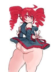 1girls 2d 2d_(artwork) ahoge ass ass_bigger_than_head ass_focus back back_view big_ass big_breasts big_thighs blush blush_lines blushing breasts bubble_butt clothed clothed_female clothing curvaceous curvy curvy_female curvy_figure drill_hair fat_ass fat_thighs female female_only fully_clothed gluteal_fold going_commando hourglass_figure huge_ass huge_thighs kasane_teto large_ass large_breasts large_thighs long_hair looking_at_viewer looking_back massive_ass massive_thighs miniskirt no_panties peace_sign pepponeppo plump plump_ass plump_thighs pose posing red_eyes red_hair round_ass shiny_skin short_skirt sideboob simple_background skirt skirt_lift slim_waist small_breasts tease teasing thick_ass thick_thighs thighs thighs_bigger_than_head thighs_bigger_than_torso twin_drills upskirt utau voluptuous voluptuous_female white_background wide_hips wide_thighs wind_lift