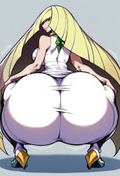 ai_generated big_ass bubble_butt fat_ass gvukub huge_ass hyper_ass lusamine_(pokemon) nintendo pokemon shaking_butt squatting twerking