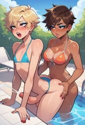 1boy 1femboy 1futa ai_generated anal anal_sex arched_eyebrows armpits ass_grab balls bangs better_than_girls bikini blonde_hair blue_bikini blue_eyeshadow blush blushing boy breasts brown_eyes brown_hair clavicle cleavage cock collarbone cum dark-skin dark-skinned_futanari dark_skin day ejaculation erect_penis erection eyeshadow femboy freckles freckles_on_chest freckles_on_shoulders frog12345 futa_on_femboy futa_on_male futa_sans_pussy futa_with_femboy futa_with_male futanari grabbing_partner hand_on_partner's_ass hand_on_partner's_butt hands-free hands-free_ejaculation hands-free_orgasm handsfree handsfree_ejaculation handsfree_orgasm huge_cock lipstick male nail_polish navel open_mouth orange_bikini painted_nails penis penis_in_ass penis_out pink_lips pink_lipstick pool poolside red_nail_polish red_nails rolling_eyes sex sex_from_behind sky sweat_drop tanline tanlines teeth_visible testicles