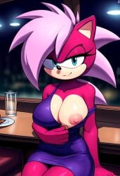 ai_generated ass booty breasts female hips magenta_fur pink_hair seductive_look solo sonia_the_hedgehog sonic_(series) sonic_the_hedgehog_(series) sonic_underground thick_thighs thighs