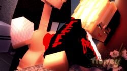 3d black_and_blonde_hair female honey_(theactualhoney) longer_than_30_seconds looking_at_viewer mine-imator minecraft tagme theactualhoney video