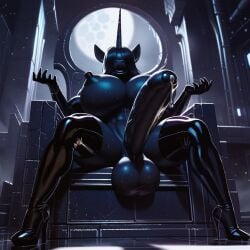 ai_generated anthro balls bimbo_lips creepy futa_only futanari horsecock huge_cock latex moon my_little_pony nightmare_moon_(mlp) penis pony princess_luna_(mlp) thighhighs throne