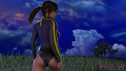 3d ass brown_hair clothed female invictussfm lara_croft lara_croft_(survivor) one-piece_swimsuit solo source_filmmaker tomb_raider tomb_raider_(survivor) wetsuit