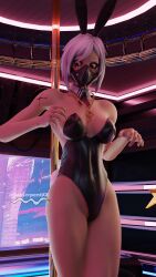 1girls 3d bunny_costume bunny_ears bunny_tail bunnysuit fortnite hush_(fortnite) seaserpentxx solo_female video_games white_hair