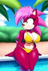 ai_generated ass booty breasts female hips magenta_fur pink_hair seductive_look solo sonia_the_hedgehog sonic_(series) sonic_the_hedgehog_(series) sonic_underground thick_thighs thighs