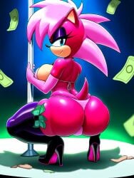 ai_generated ass booty breasts female hips magenta_fur pink_hair seductive_look solo sonia_the_hedgehog sonic_(series) sonic_the_hedgehog_(series) sonic_underground thick_thighs thighs