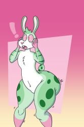 ass big_butt bundraws bunny bunny_boy butt_jiggle furry furry_ass gay green_fur huge_ass hypno_eyes hypnosis male_only striped surprised