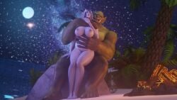 big_breasts curvy horde_domination morilymory night_elf orc_(warcraft) orc_male sitting_on_lap world_of_warcraft