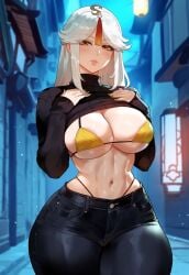 1girls ai_generated female female_only g-string genshin_impact highleg huge_ass huge_thighs looking_at_viewer miyuai ningguang_(genshin_impact) pawg presenting presenting_breasts solo_focus thiccwithaq_(ai_style) thick_ass thick_butt thick_thighs thong tight_clothes tight_clothing tights voluptuous