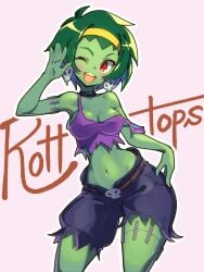 1girls ass clothing female green_skin life_is_pi looking_at_viewer rottytops shantae smiling smiling_at_viewer solo solo_female solo_focus zombie_girl