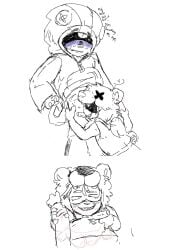 blowjob brawl_stars brother_and_sister incest leon_(brawl_stars) nita_(brawl_stars) scared_expression submissive_male