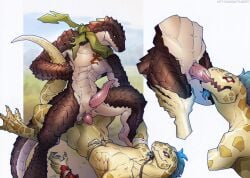 2024 5_fingers anal anal_sex animal_genitalia anthro anthro_on_anthro anthro_penetrated anthro_penetrating anthro_penetrating_anthro anthro_penetrating_male biped blue_facial_hair blue_hair brown_body brown_scales brown_tail claws colored countershade_scales countershading cowgirl_position duo erection facial_hair fellatio fingers from_front_position genital_slit genitals green_scarf hair hi_res ket-dawnatsunset lizardman lizardman_(overlord) lying male male/male male_penetrated male_penetrating male_penetrating_anthro male_penetrating_male on_back on_bottom on_top oral overlord_(maruyama) overlord_(series) penetration penile penile_penetration penis penis_in_ass penis_in_mouth scales scalie scarf sex straddling sukyu_juju tail tan_body tan_scales tan_tail tapering_penis white_body white_countershading white_scales zaryusu_shasha