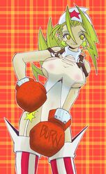 1girls alternate_color artist_request blonde_hair boxing_gloves breasts capcom clothing earrings eyebrows_visible_through_hair female female_only gloves looking_at_viewer medium_breasts nipples nipples_visible_through_clothing red_boxing_gloves red_gloves rival_schools see-through see-through_clothing smile solo star_earrings stockings thick thick_thighs thighhighs thighs tiffany_lords wide_hips yellow_eyes