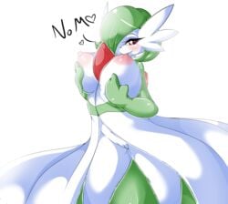 breast_lift breast_sucking breasts female furry gardevoir large_breasts nipples pokemon pokemon_(species) pussy suddenhack