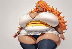 ai_generated akimichi_chouchou alternate_body_type bbw big_breasts black_panties boruto:_naruto_next_generations bottom_heavy bottomless_female civitai curvaceous curvy curvy_female curvy_figure fat fat_ass fat_breasts fat_tits fat_woman fishnets kimono naruto orange_hair overweight overweight_female round_ass round_belly round_butt ssbbw thick_ass thick_legs thick_thighs thighhighs top_heavy