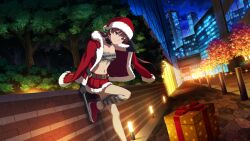 belly_button bra musujime_awaki official_art red_eyes red_hair santa_costume skirt small_breasts thighs to_aru_majutsu_no_index