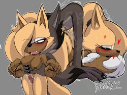 blonde_hair blush breasts coy_the_coyote coyote fucked_from_behind fucking male/female pillow_grab sex shivering sonic_(series) sonic_the_hedgehog_(series) thigh_gap thigh_job thigh_sex whisper_the_wolf wolf