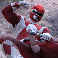 1boy 1male 1man 3d 3d_(artwork) 3d_model adlucinori exposed_penis exposing_penis male male_focus male_only manly muscular penis_out power_rangers realistic red_ranger sex_toy solo solo_focus solo_male