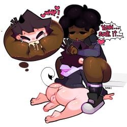 1boy 1futa afro balls big_ass black_hair bottomless carol_(bbpanzu) clothed clothing cock-tail crying cum cum_in_mouth dani_(danielito) danielito dark-skinned_futanari dark_skin deepthroat duo ejaculation fellatio femboy friday_night_funkin friday_night_funkin_mod futa_on_male futanari human interracial kneeling light-skinned_male light_skin male oral orgasm partially_clothed penis sex