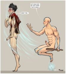 2boys aang air_nomad airbender_tattoo avatar_legends avatar_the_last_airbender cocky embarrassed english_text fire_nation fraternity gay icarus_the_moon lad male male_only naked nsfw nude nude_male penis speech_bubble tagme text the_avatar verbal yaoi zuko