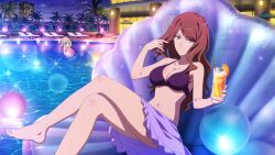 big_breasts brown_hair feet mugino_shizuri official_art pareo pool swimsuit thighs to_aru_majutsu_no_index