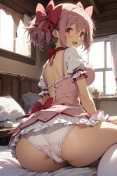 ai_generated ass ass ass_focus back_view big_ass big_butt butt_focus female female female_focus female_only hair_ribbon madoka_kaname magical_girl magical_girl_outfit mahou_shoujo_madoka_magica medium_breasts pink_eyes pink_hair puella_magi_madoka_magica red_ribbon ribbon ribbons solo_female thick_ass thick_thighs twintails upskirt