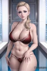 1girls 2024 ai_generated android belly belly_button big_breasts blonde_hair blue_eyes bra chloe_(detroit:_become_human) detailed detroit:_become_human eyeshadow female female_focus female_only front_view hi_res hourglass_figure illumaru lace-trimmed_panties large_breasts light-skinned_female lingerie long_hair looking_at_viewer midriff navel panties ponytail red_bra red_lingerie red_panties shiny_skin solo solo_female solo_focus stable_diffusion steam swimming_pool thick_thighs tied_hair underwear voluptuous voluptuous_female water wet wet_body wide_hips