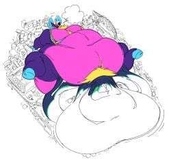 2024 anthro antlers avian belly belly_overhang big_belly bird black_body black_feathers black_nose blonde_mane blue_antlers bodily_fluids boot_(artist) boot_(character) breath building butt carrie_(qweave) christmas christmas_tree city city_background city_crushing clenched_teeth crotch_tuft cum cum_inflation cum_inside deer double_chin duo feathers female fingers from_behind_position fur genital_fluids green_body green_feathers hi_res holidays hooved_fingers hooves horn huge_belly hyper hyper_belly inflation landscape_dwarfing love_handles macro male male/female mammal mane moobs morbidly_obese new_world_deer obese overweight parking_lot penguin plant purple_body purple_fur railway_track reindeer road sex snout stadium sunken_head sunken_limbs teeth tree tuft vore white_body white_feathers wide_hips