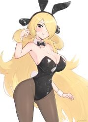 alternate_costume breasts bunny_ears cynthia_(pokemon) female female_only gonzarez nintendo pokemon solo