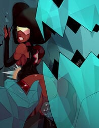 afro against_wall alien ass black_hair breast_press breast_suppress bridal_gauntlets cartoon_network clenched_teeth corrupted_gem dark-skinned_female dark_skin endured_face female from_behind garnet_(steven_universe) gem_(species) gem_fusion ice interspecies little_larimar little_larimar_(corrupted) monster monster_buddies_(steven_universe) penetration penis polyle pussy rape sex steven_universe stomach_bulge thick_thighs torn_clothes uncensored vaginal_penetration vaginal_sex