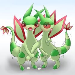 cum flygon generation_3_pokemon hi_res horuru mutual_masturbation nintendo no_humans penis pokemon pokemon_(species) pussy