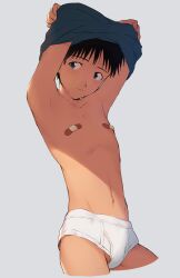 band_aids bandaid boxers gay nipple_band raised_shirt skinny tagme yaoi young