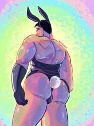 ass ass_focus back_muscles back_view bunny_ears bunnysuit colorful glasses gloves gremlinshoard male male_only medic medic_(team_fortress_2) muscular_male playboy_bunny solo solo_focus solo_male team_fortress_2 tf2 thick_ass thick_thighs wedgie