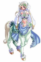 centaur color female horn long_hair looking_at_viewer low_res monster_girl monster_girl_encyclopedia navel official_art solo tail taur unicorn unicorn_(monster_girl_encyclopedia) unicorn_taur