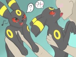 absurd_res black_body black_fur bodily_fluids duo eeveelution female feral fur generation_2_pokemon hi_res human human_on_feral interspecies kissing male male/female mammal nintendo paws pokemon pokemon_(species) pokephilia saliva soul_healer umbreon zoophilia