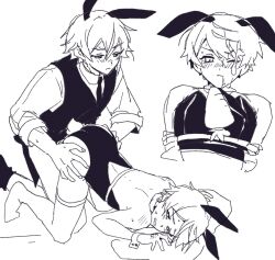 2boys bunny bunny_boy bunny_costume bunny_ears bunnysuit carrot cum_on_face gay kamishiro_rui project_sekai tenma_tsukasa