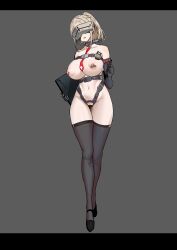 collar female female_only necktie_between_breasts nipple_piercing object_insertion office_lady piercing revealing_clothes secretary stockings tagme targer tech_control visor